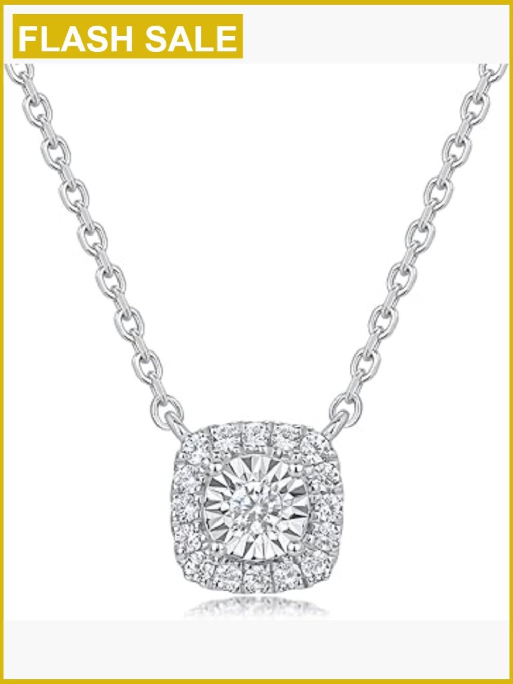 Sterling Silver Lab Diamond Halo Pendant Necklace with Chain